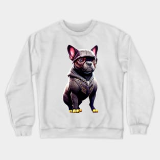 Frenchie in Sleek Feline Attire Version 2 Crewneck Sweatshirt